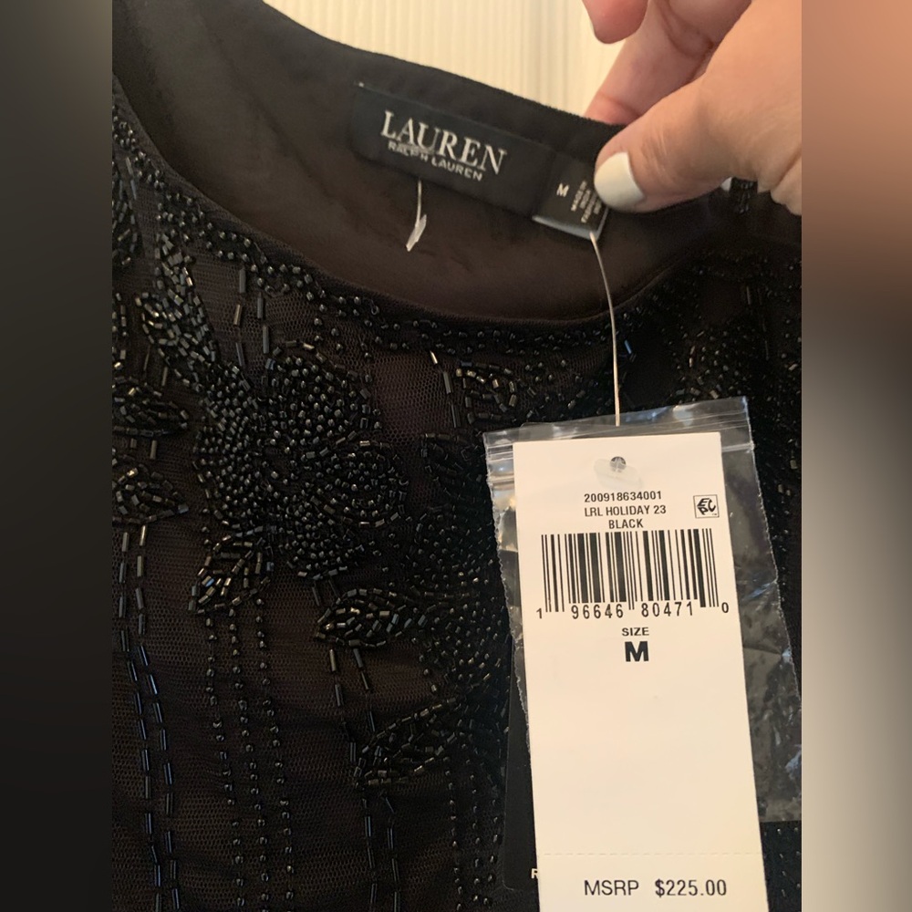 Lauren Ralph Lauren sequins black top Size M - Picture 7 of 10